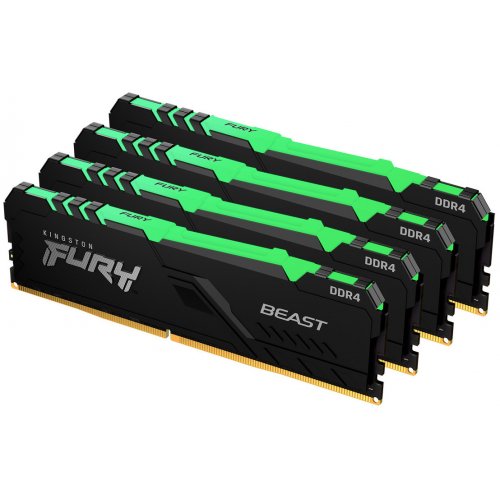 Фото ОЗУ Kingston DDR4 32GB (4x8GB) 3200Mhz FURY Beast RGB Black (KF432C16BBAK4/32)