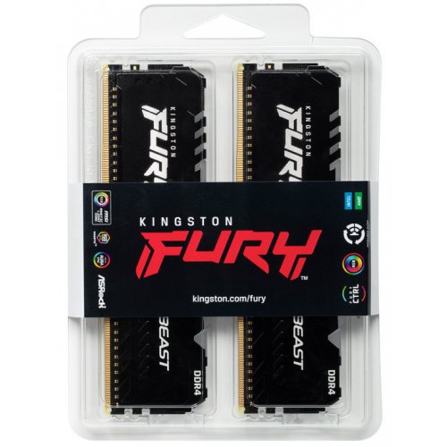 Фото ОЗУ Kingston DDR4 32GB (4x8GB) 3200Mhz FURY Beast RGB Black (KF432C16BBAK4/32)