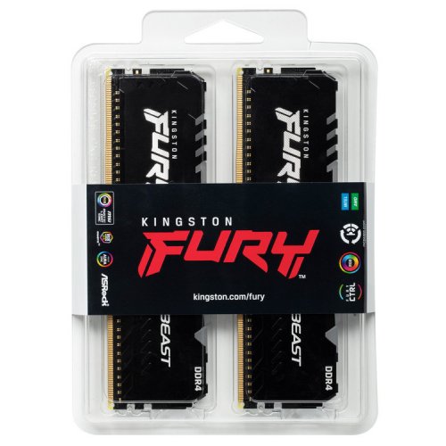 Продати ОЗП Kingston DDR4 64GB (4x16GB) 3200Mhz FURY Beast RGB Black (KF432C16BB1AK4/64) за Trade-In у інтернет-магазині Телемарт - Київ, Дніпро, Україна фото