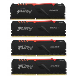 ОЗП Kingston DDR4 64GB (4x16GB) 3600Mhz FURY Beast RGB Black (KF436C18BBAK4/64)