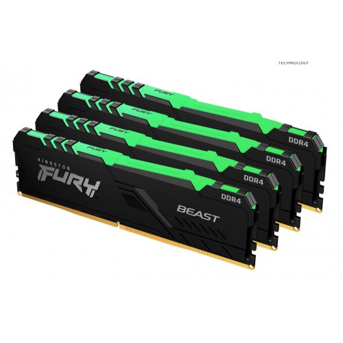 Продати ОЗП Kingston DDR4 64GB (4x16GB) 3600Mhz FURY Beast RGB Black (KF436C18BBAK4/64) за Trade-In у інтернет-магазині Телемарт - Київ, Дніпро, Україна фото