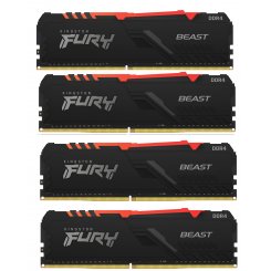 Фото Kingston DDR4 128GB (4x32GB) 3600Mhz FURY Beast RGB Black (KF436C18BBAK4/128)