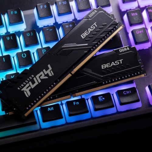 ОЗП Kingston DDR4 16GB (2x8GB) 3200Mhz FURY Beast Black (KF432C16BBK2/16) купити в Україні: Київ, Львів, Хмельницький, Тернопіль, Івано-Франківськ | Перевірка сумісності, низька ціна, відгуки, характеристики від TELEMART фото