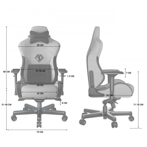 Ігрове крісло Anda Seat T-Pro 2 XL (AD12XLLA-01-GB-F) Grey/Black купити в Україні: Київ, Львів, Хмельницький, Тернопіль, Івано-Франківськ | Низька ціна, відгуки, характеристики від TELEMART фото