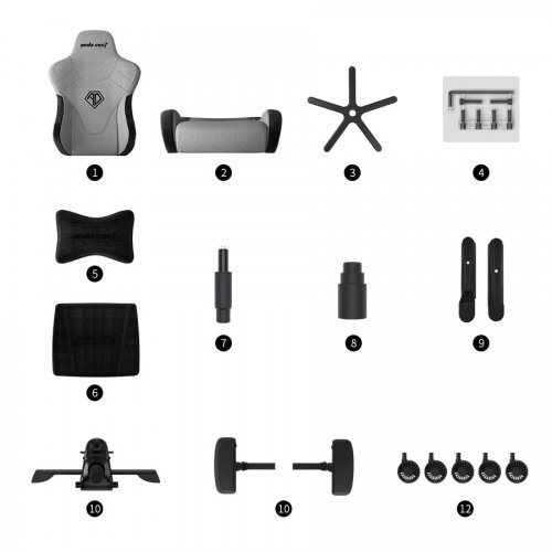 Ігрове крісло Anda Seat T-Pro 2 XL (AD12XLLA-01-GB-F) Grey/Black купити в Україні: Київ, Львів, Хмельницький, Тернопіль, Івано-Франківськ | Низька ціна, відгуки, характеристики від TELEMART фото