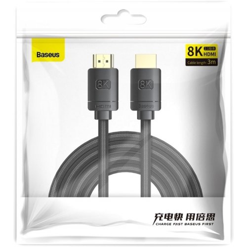 Купить Кабель Baseus High Definition Series HDMI-HDMI 3m v2.1 8K (CAKGQ-L01) Black - цена в Харькове, Киеве, Днепре, Одессе
в интернет-магазине Telemart фото