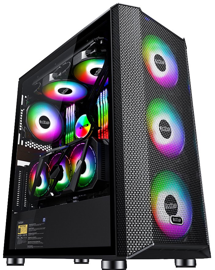 Pccooler Diamond Ma Mesh Tempered Glass Black