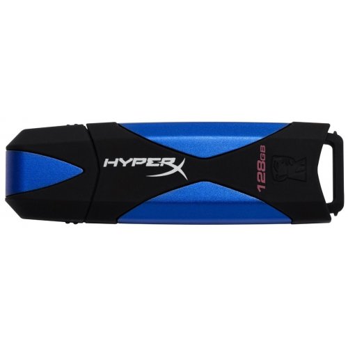 Купити Накопичувач Kingston DataTraveler HyperX Fury USB 3.0 128GB Black-Blue (HXF30/128GB) - ціна в Києві, Львові, Вінниці, Хмельницькому, Франківську, Україні | інтернет-магазин TELEMART.UA фото