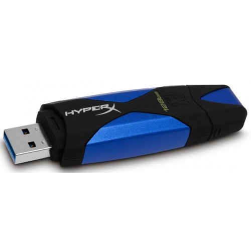 Купити Накопичувач Kingston DataTraveler HyperX Fury USB 3.0 128GB Black-Blue (HXF30/128GB) - ціна в Києві, Львові, Вінниці, Хмельницькому, Франківську, Україні | інтернет-магазин TELEMART.UA фото