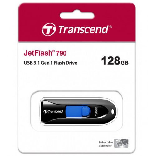 Купить Накопитель Transcend JetFlash 790 USB 3.0 128GB Black (TS128GJF790K) - цена в Харькове, Киеве, Днепре, Одессе
в интернет-магазине Telemart фото