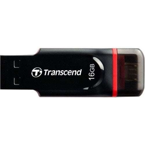 Накопичувач Transcend JetFlash 340 USB 2.0/MicroUSB 16GB Black-Red (TS16GJF340) купити в Україні | Telemart фото