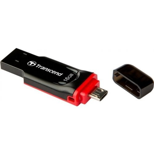 Накопичувач Transcend JetFlash 340 USB 2.0/MicroUSB 16GB Black-Red (TS16GJF340) купити в Україні | Telemart фото