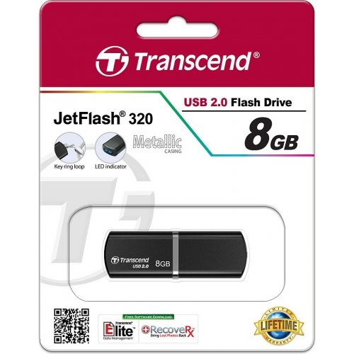 Накопитель Transcend JetFlash 320 8GB Black (TS8GJF320K) купить в Украине | Telemart фото
