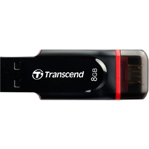 Накопичувач Transcend JetFlash 340 USB 2.0/MicroUSB 8GB Black-Red (TS8GJF340) купити в Україні | Telemart фото