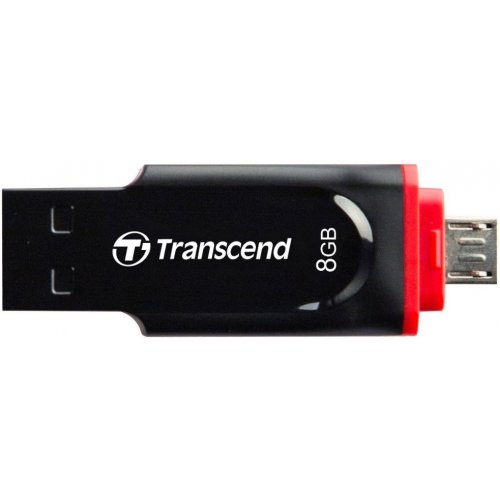 Накопичувач Transcend JetFlash 340 USB 2.0/MicroUSB 8GB Black-Red (TS8GJF340) купити в Україні | Telemart фото