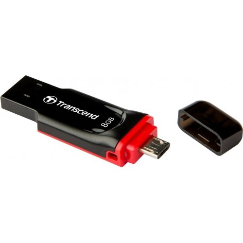 Накопичувач Transcend JetFlash 340 USB 2.0/MicroUSB 8GB Black-Red (TS8GJF340) купити в Україні | Telemart фото