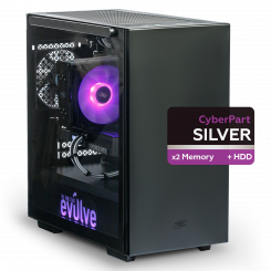 Комп'ютер EVOLVE CyberPart Silver H+ (EVCP-SHI1010N166-16S240H1TBk) Black / Intel Core i3-10100F (3.6–4.3 ГГц), 4 ядра / GTX 1660 / 16 ГБ (DDR4) / 240 ГБ (SSD) / 1000 ГБ (HDD)