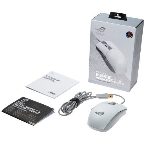 Купити Миша Asus ROG Strix Impact II (90MP02C0-BMUA00) Moonlight White - ціна в Києві, Львові, Вінниці, Хмельницькому, Франківську, Україні | інтернет-магазин TELEMART.UA фото