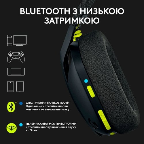 Фото Навушники Logitech G435 Lightspeed (981-001050) Black/Yellow