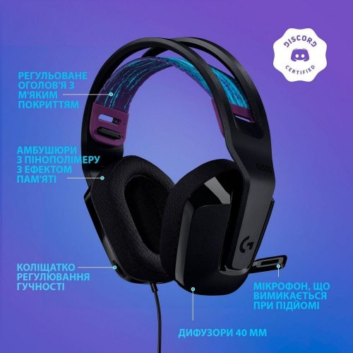 Наушники Logitech G335 Gaming (981-000978) Black купить в Украине: Киев, Днепр, Харьков, Одесса  | Низкая цена, отзывы, характеристики от TELEMART фото