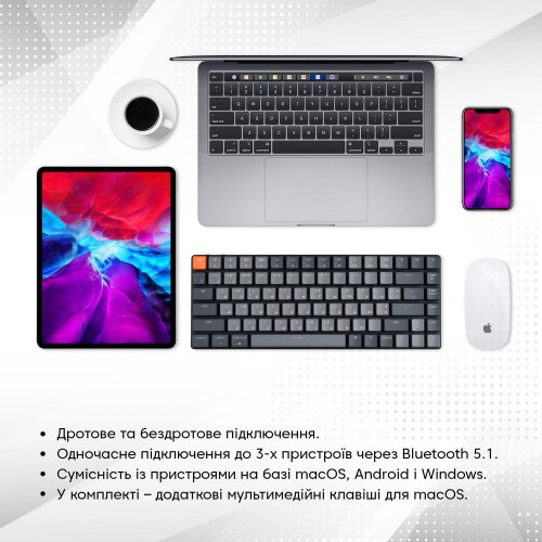 Клавиатура Keychron K3 84 keys White LED Low Profile Gateron Brown (K3A3) Black купить в Украине: Киев, Днепр, Харьков, Одесса  | Низкая цена, отзывы, характеристики от TELEMART фото
