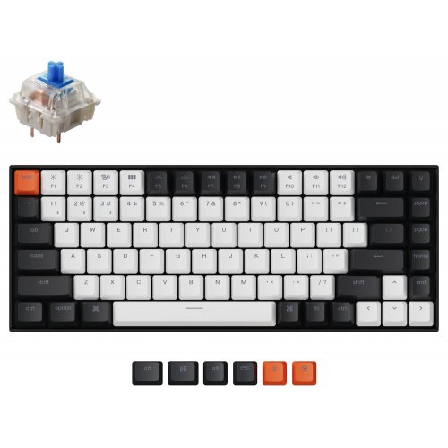 Клавиатура Keychron K2 84 keys White LED Gateron Blue (K2C2) Black купить в Украине: Киев, Днепр, Харьков, Одесса  | Низкая цена, отзывы, характеристики от TELEMART фото