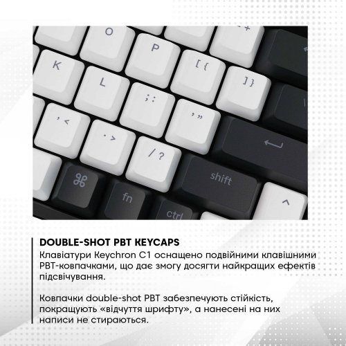 Клавіатура Keychron C1 87 keys Wired White LED Gateron Blue Hot-Swap (C1G2) Black купити в Україні: Київ, Львів, Хмельницький, Тернопіль, Івано-Франківськ | Низька ціна, відгуки, характеристики від TELEMART фото