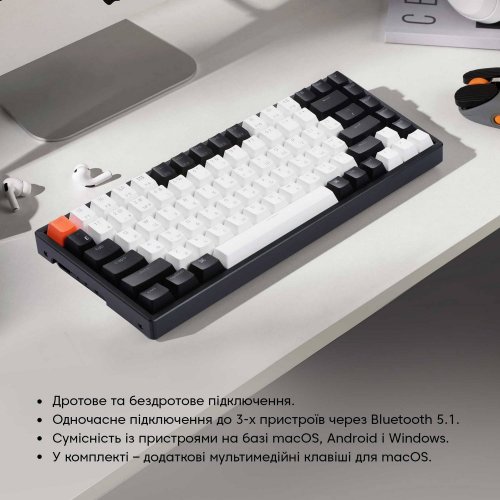 Клавиатура Keychron K2 84 keys White LED Gateron Red (K2C1) Black купить в Украине: Киев, Днепр, Харьков, Одесса  | Низкая цена, отзывы, характеристики от TELEMART фото