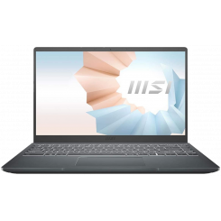 Ноутбук MSI Modern 14 (M14B11MOU-876XUA) Carbon Gray / 14″ (1920x1080, IPS) / Intel Core i5-1155G7 (2.5–4.5 ГГц), 4 ядра / Intel UHD Graphics / 16 ГБ (DDR4) / 512 ГБ (SSD) / Без ОС