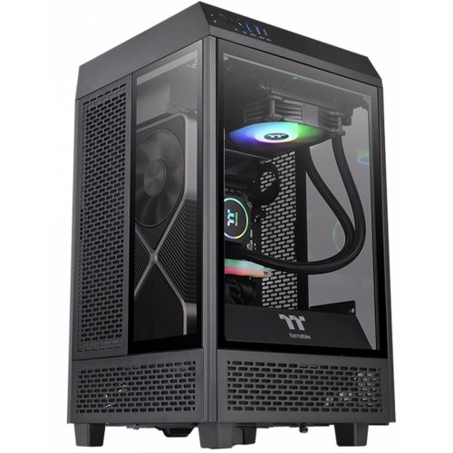 Корпус Thermaltake The Tower 100 Tempered Glass без БП (CA-1R3-00S1WN-00) Black купити з перевіркою сумісності: огляд, характеристики, ціна у Києві, Львові, Вінниці, Хмельницькому, Івано-Франківську, Україні | інтернет-магазин TELEMART.UA фото