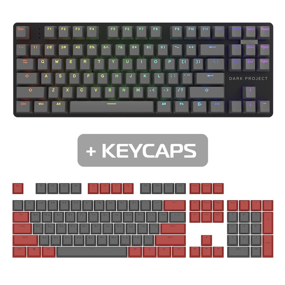 Купить Клавиатура Dark Project KD87A ABS Gateron Red  (DPO-KD-87A-006400-GRD_KS-42) Black - цена в Харькове, Киеве, Днепре,  Одессе в интернет-магазине Telemart