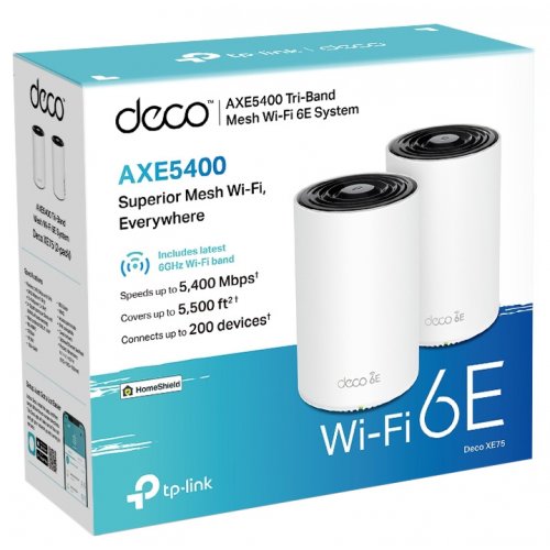 Купить Wi-Fi роутер TP-LINK Deco XE75 Mesh Wi-Fi System (2-pack) - цена в Харькове, Киеве, Днепре, Одессе
в интернет-магазине Telemart фото