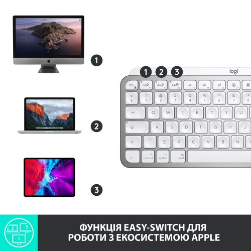 Купить Клавиатура Logitech MX Keys Mini For Mac Wireless Illuminated (920-010526) Pale Gray - цена в Харькове, Киеве, Днепре, Одессе
в интернет-магазине Telemart фото