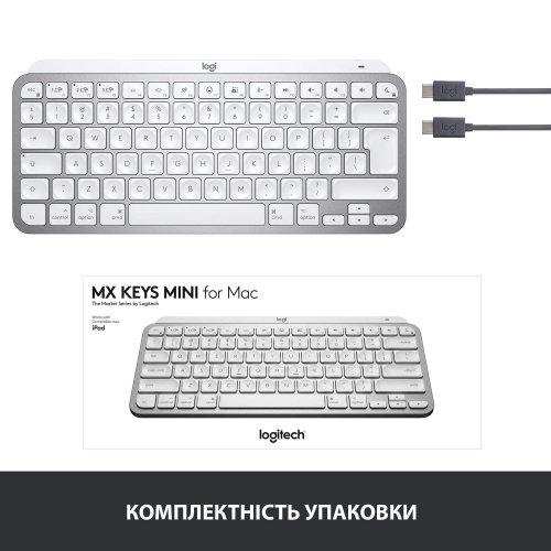 Купить Клавиатура Logitech MX Keys Mini For Mac Wireless Illuminated (920-010526) Pale Gray - цена в Харькове, Киеве, Днепре, Одессе
в интернет-магазине Telemart фото