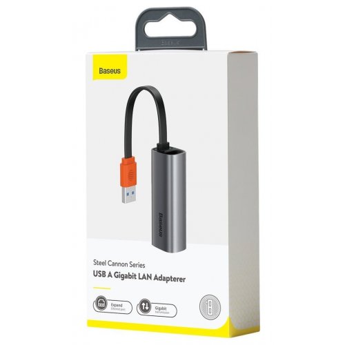 Купить Сетевая карта Baseus Steel Cannon Series USB to LAN Adapter (CAHUB-AD0G) Dark Grey - цена в Харькове, Киеве, Днепре, Одессе
в интернет-магазине Telemart фото