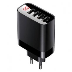 Сетевое зарядное устройство Baseus Mirror Lake Digital Display 4USB 30W (CCJMHB-B01) Black