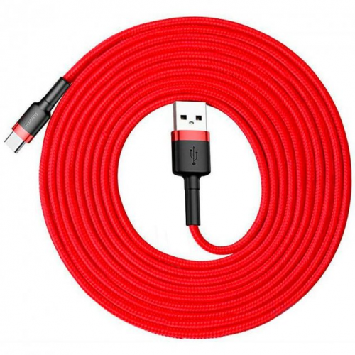 Купить Кабель Baseus Cafule Cable USB For Type-C 2A 3m (CATKLF-U09) Red - цена в Харькове, Киеве, Днепре, Одессе
в интернет-магазине Telemart фото