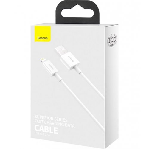 Кабель Baseus Superior Series Fast Charging Data Cable USB to Lightning 2.4A 2m (CALYS-C02) White купить в Украине: Киев, Днепр, Харьков, Одесса  | Низкая цена, отзывы, характеристики от TELEMART фото