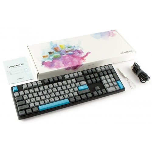 Купить Клавиатура Varmilo MA108M V2 Moonlight EC Sakura V2 (A36A023A9A3A06A007) Grey/Blue - цена в Харькове, Киеве, Днепре, Одессе
в интернет-магазине Telemart фото