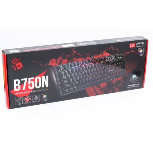 Photo Keyboard A4Tech Bloody B750N Light Strike Green Switch Black