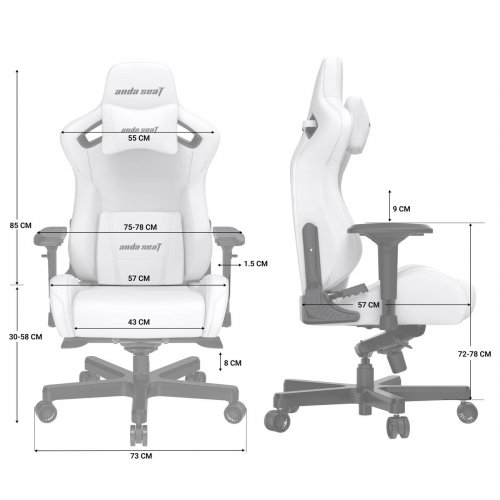 Игровое кресло Anda Seat Kaiser 2 XL (AD12XL-07-W-PV-W01) White купить в Украине: Киев, Днепр, Харьков, Одесса  | Низкая цена, отзывы, характеристики от TELEMART фото