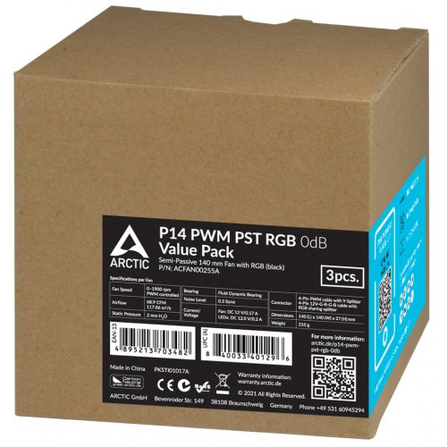 Продати Набір кулерів для корпусу Arctic P14 PWM PST RGB 0dB (3-Fan pack) (ACFAN00255A) Black за Trade-In у інтернет-магазині Телемарт - Київ, Дніпро, Україна фото