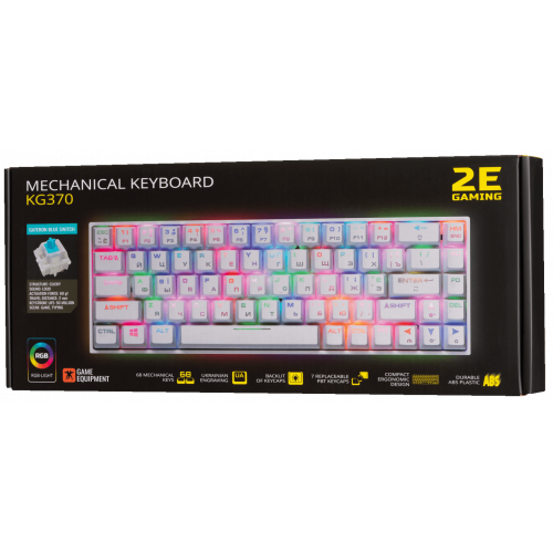 Купити Клавіатура 2E Gaming KG370 RGB Gateron Blue Switch (2E-KG370UWT-BL) White - ціна в Києві, Львові, Вінниці, Хмельницькому, Франківську, Україні | інтернет-магазин TELEMART.UA фото