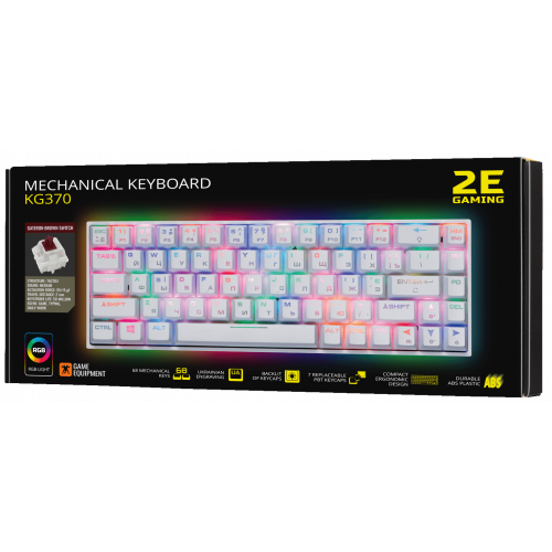 Купить Клавиатура 2E Gaming KG370 RGB Gateron Brown Switch (2E-KG370UWT-BR) White - цена в Харькове, Киеве, Днепре, Одессе
в интернет-магазине Telemart фото