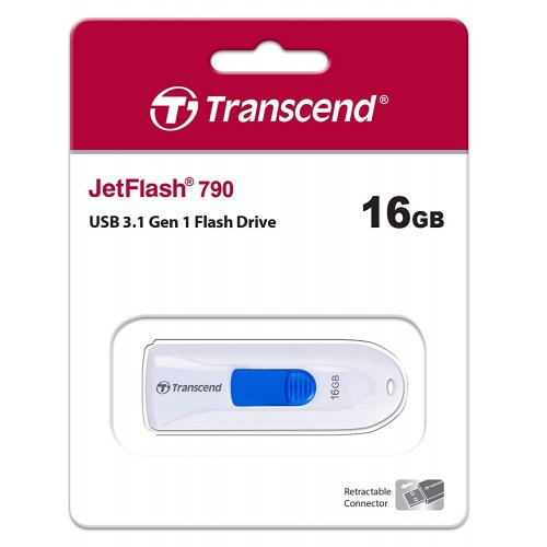 Купить Накопитель Transcend JetFlash 790 USB 3.0 16GB White (TS16GJF790W) - цена в Харькове, Киеве, Днепре, Одессе
в интернет-магазине Telemart фото