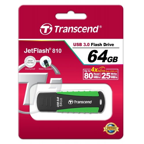 Купить Накопитель Transcend JetFlash 810 USB 3.0 64GB Green (TS64GJF810) - цена в Харькове, Киеве, Днепре, Одессе
в интернет-магазине Telemart фото