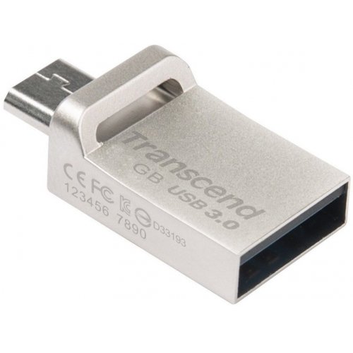 Купить Накопитель Transcend JetFlash 880 USB 3.0/MicroUSB 32GB Metallic (TS32GJF880S) - цена в Харькове, Киеве, Днепре, Одессе
в интернет-магазине Telemart фото