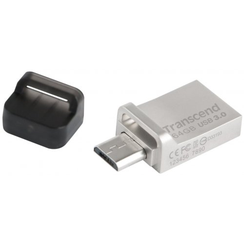 Купить Накопитель Transcend JetFlash 880 USB 3.0/MicroUSB 64GB Metallic (TS64GJF880S) - цена в Харькове, Киеве, Днепре, Одессе
в интернет-магазине Telemart фото