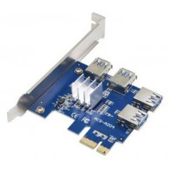 Фото Плата расширения для райзеров Dynamode PCI-E x1 - x16 to 4 PCI-E USB 3.0 (RX-RISER-CARD-PCI-E-1-TO-4)
