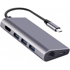 USB-хаб Dynamode USB Type-C to HDMI, 3 х USB3.0/RJ45/USB Type-C/SD/MicroSD (DOCK-USB-TYPEC-HDMI-USB3.0-RJ45)